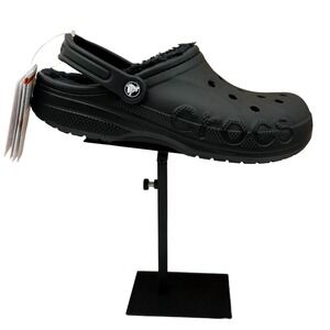 Crocs Mens Baya Lined Clog Size 12 Black Slip-on Faux Fur Fuzzy Warm Comfortable